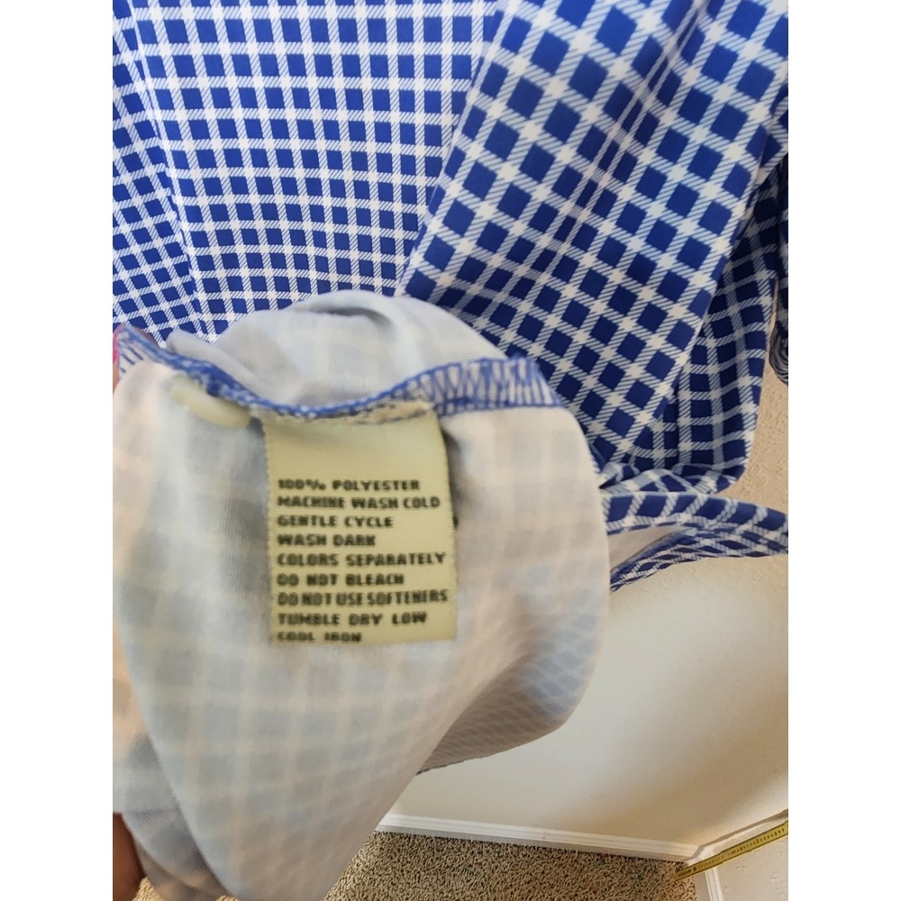 Donald Ross Golf Men's Blue Checked Short Sleeve Polo Shirt Large Embroidered - Picture 6 of 8